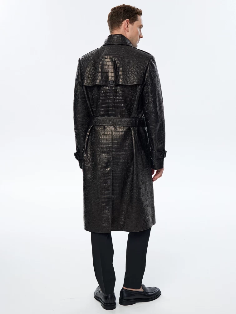 Классическое мужское кожаное пальто премиум класса 559, черное, размер 52, артикул 71470-6