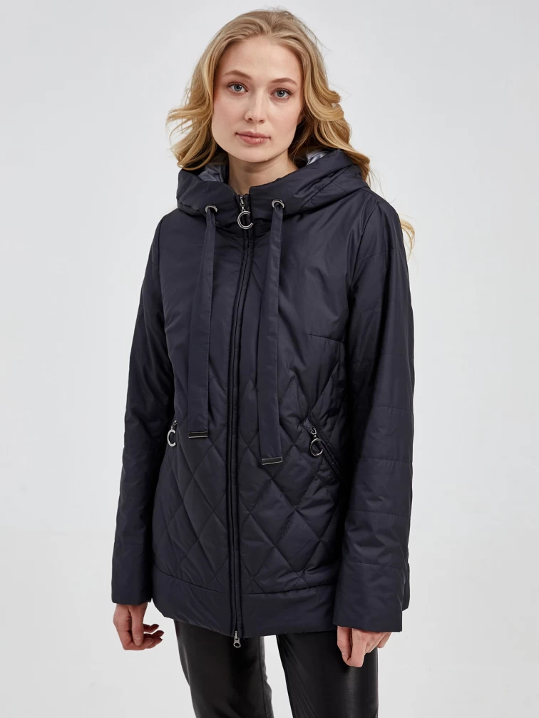 Текстильная утепленная женская куртка с капюшоном 20038, синяя, размер 44, артикул 25130-6