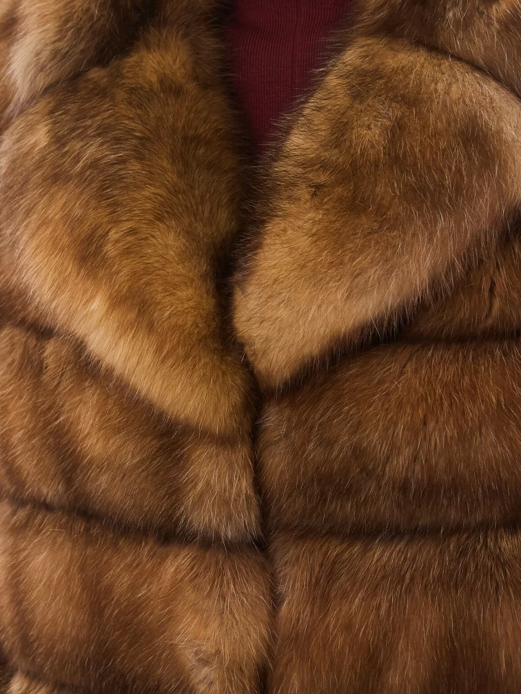 Шуба из меха соболя женская премиум класса Мэри, темно-коричневая, размер 50, артикул 34200-2