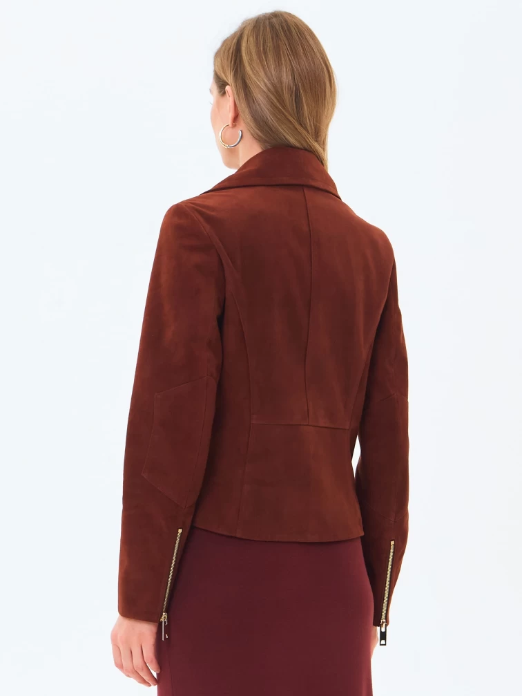 Короткая женская замшевая куртка косуха премиум класса 3095з, табачная, размер 46, артикул 24450-5