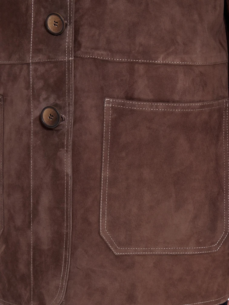 Замшевый женский пиджак премиум класса 3092з, cветло-коричневый, размер 44, артикул 25730-2