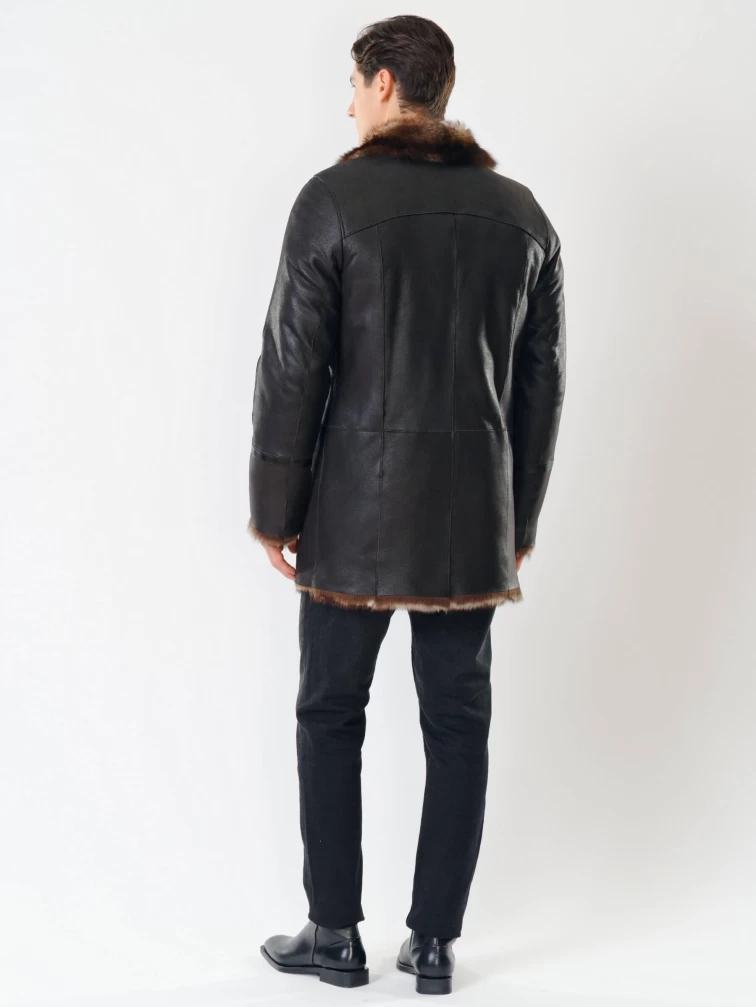 Классическая мужская дубленка из тосканы премиум класса Леон(т), черный триколор, размер 60, артикул 70610-4