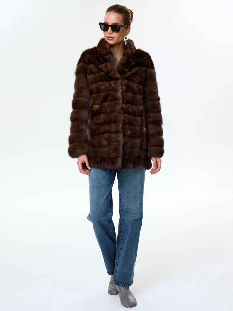 Женская соболиная шуба Роза(с), темно-коричневая, размер 44, артикул 34120-1