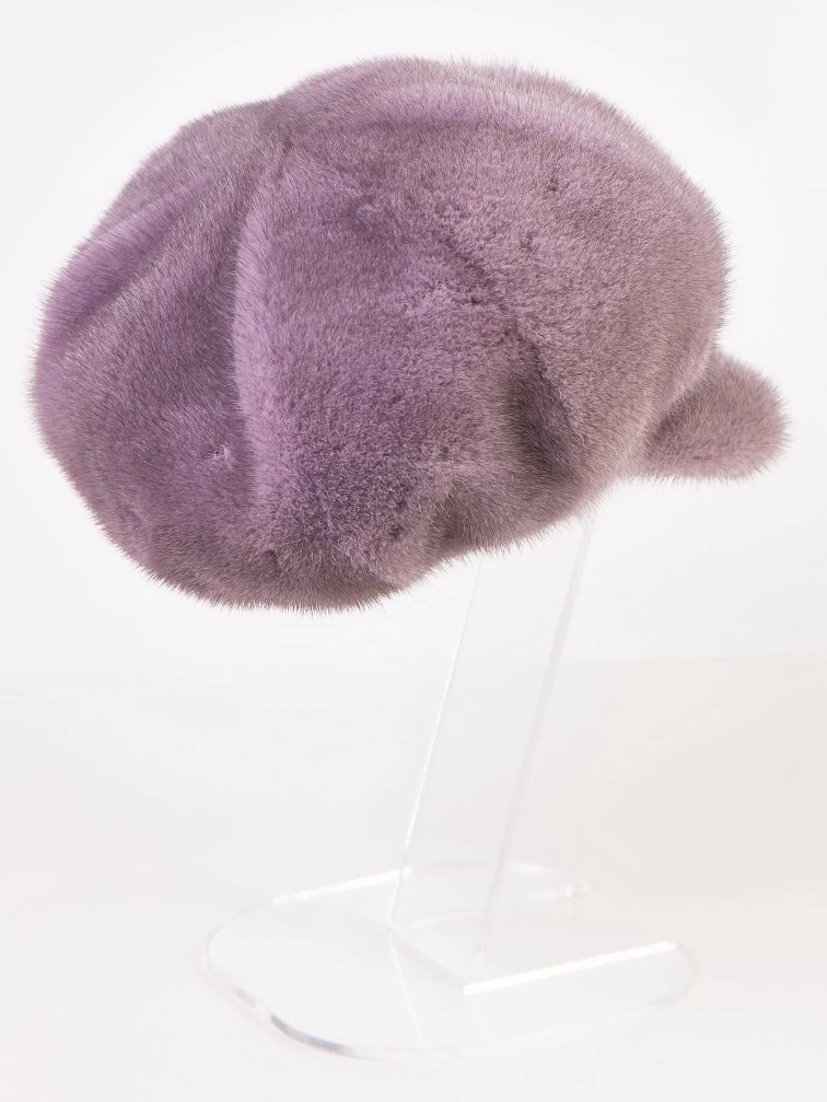 Головной убор (кепи) из меха норки женский М-200, cиреневый, размер 58, артикул 51620-1