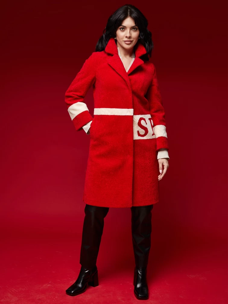 Полупальто из шерсти женское 821sf, красное, размер 46, артикул 25180-3