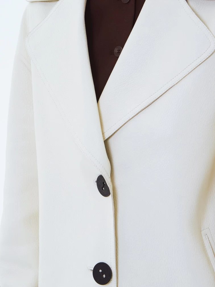 Белый кожаный женский пиджак премиум класса 3097, размер 44, артикул 24720-2