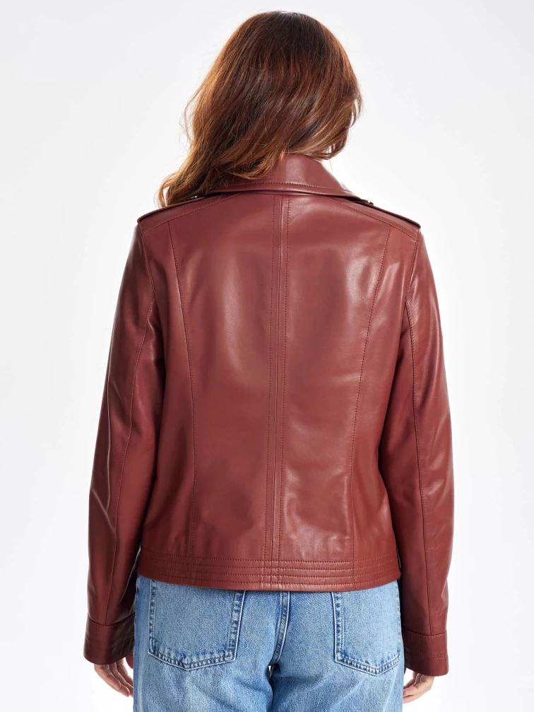 Короткий кожаный женский пиджак премиум класса 304н, виски, размер 46, артикул 23380-5