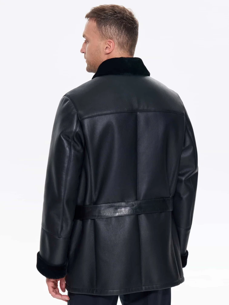 Молодежная мужская дубленка премиум класса 440, черная, размер 48, артикул 41220-5