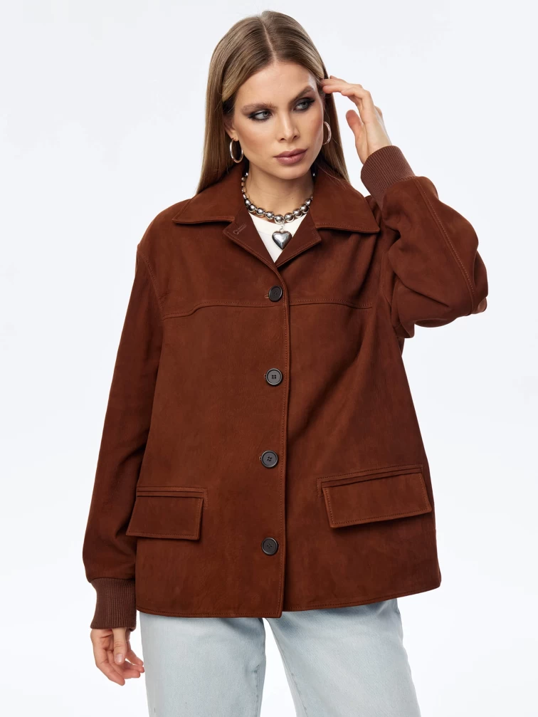 Кожаная куртка бомбер для женщин премиум класса 3065, виски, размер 44, артикул 24050-0