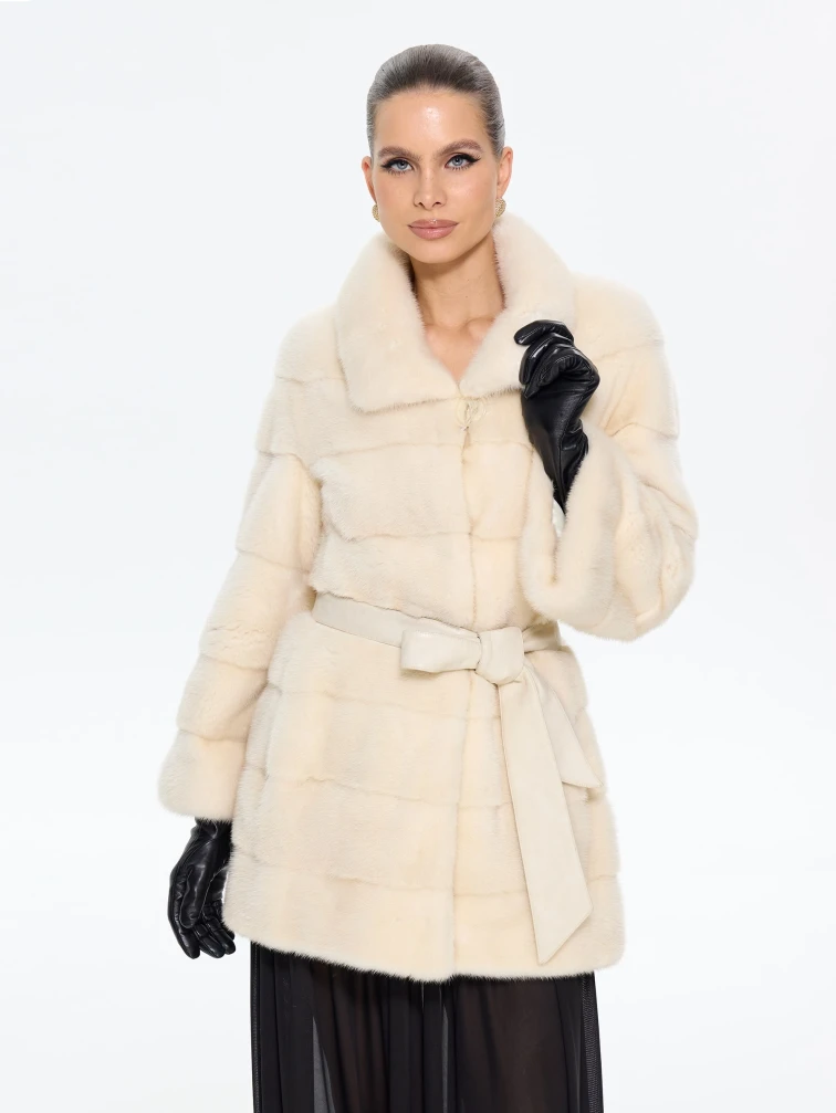 Бежевая женская норковая шуба MANAKAS 2478, размер 44, артикул 34270-0