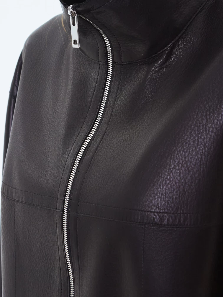 Кожаная куртка премиум класса для женщин 3090, черная, размер 48, артикул 24340-2