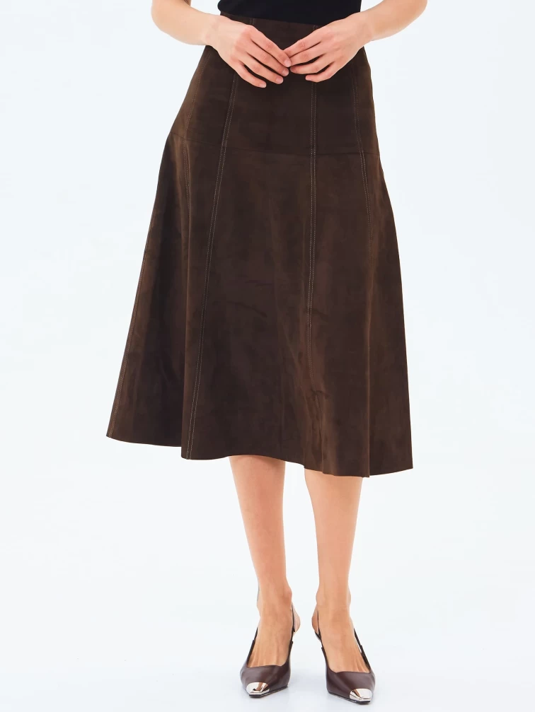 Коричневая замшевая юбка 17з, размер 42, артикул 86020-1