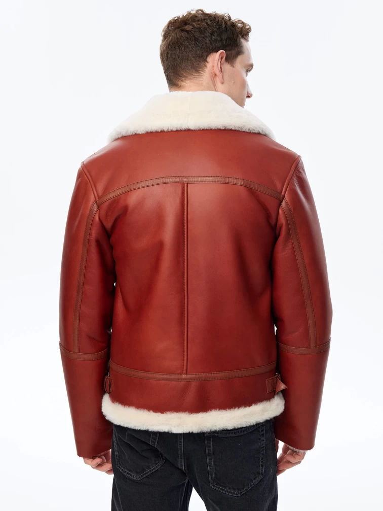 Короткая мужская дубленка пилот премиум класса 430, коньячная, размер 52, артикул 70770-5