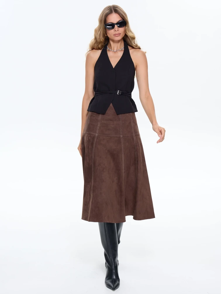 Замшевая юбка 17з, cветло-коричневая, размер 42, артикул 86060-3