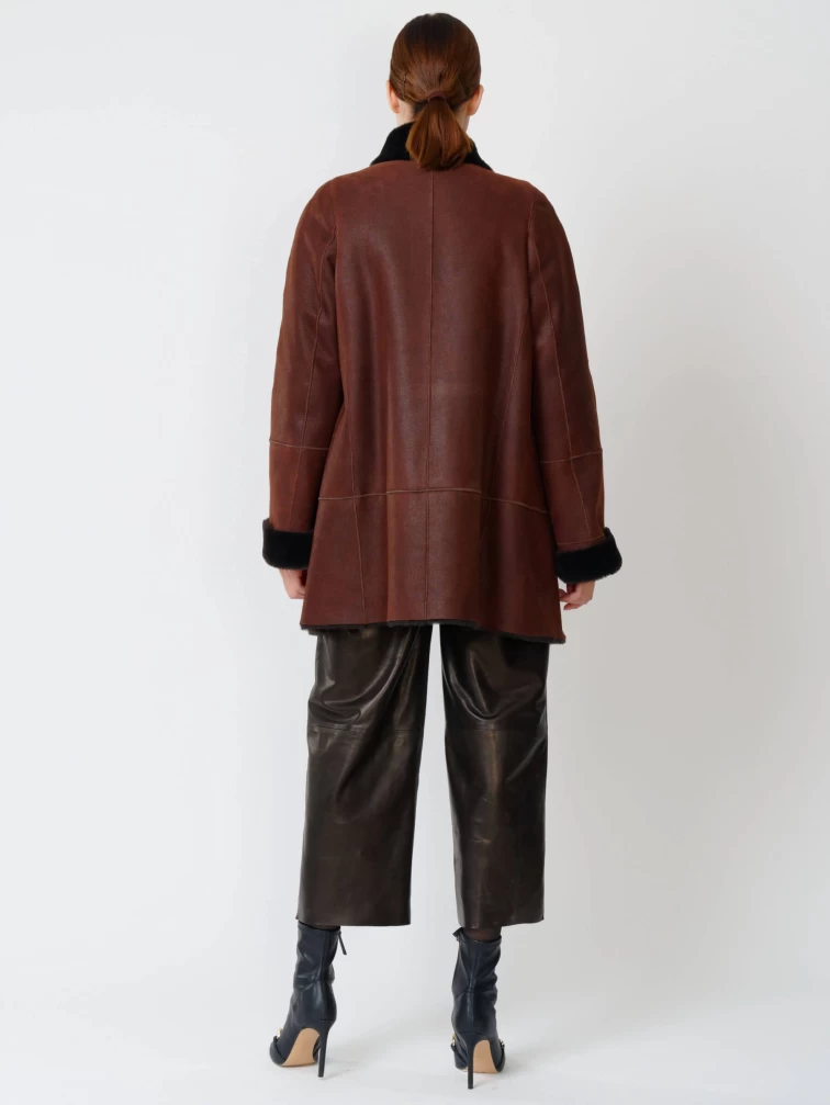 Женская дубленка на молнии с воротником стойкой 267, виски, размер 44, артикул 61822-4