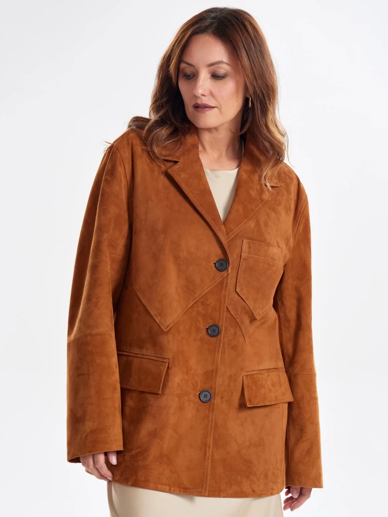 Замшевый пиджак для женщин премиум класса 3069з, виски, размер 44, артикул 24110-2