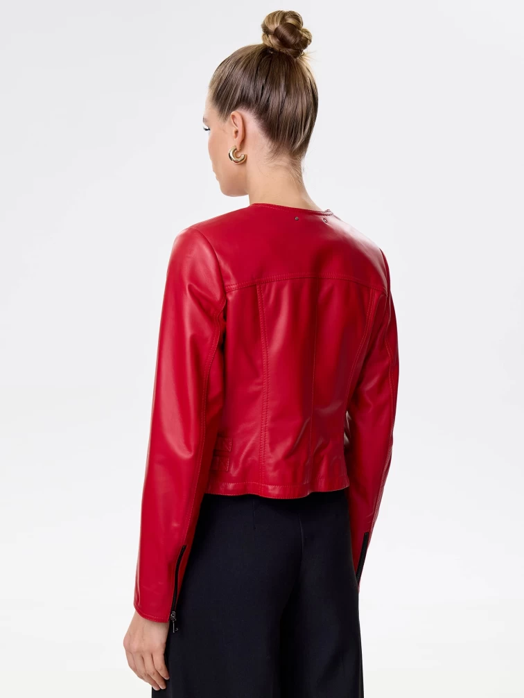 Красная кожаная женская косуха 389, размер 46, артикул 90431-5