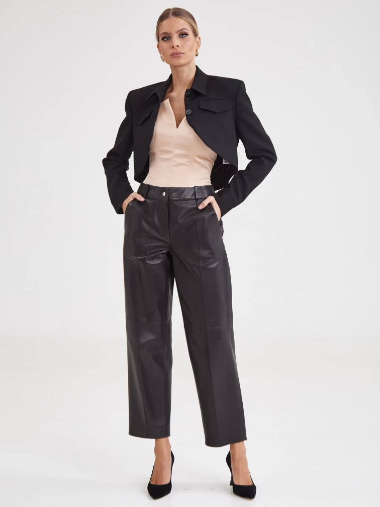 Модные женские кожаные брюки 08, черные, размер 42, артикул 85921-0