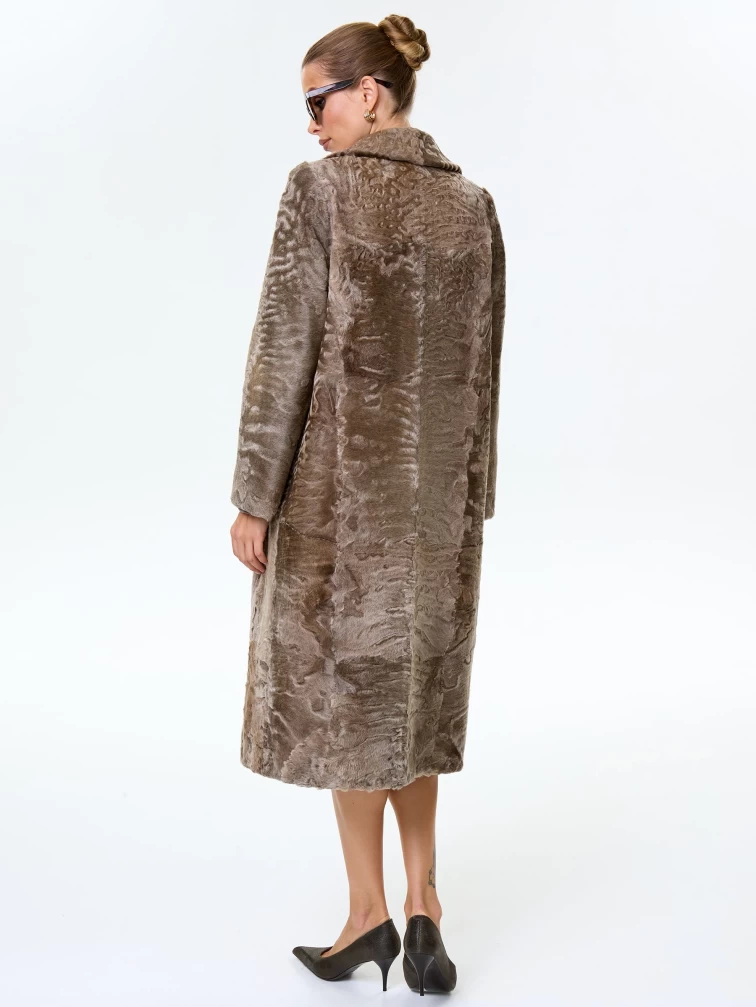 Длинное пальто из меха каракульчи для женщин премиум класса Лола(ав), светло-коричневое, размер 50, артикул 33960-7