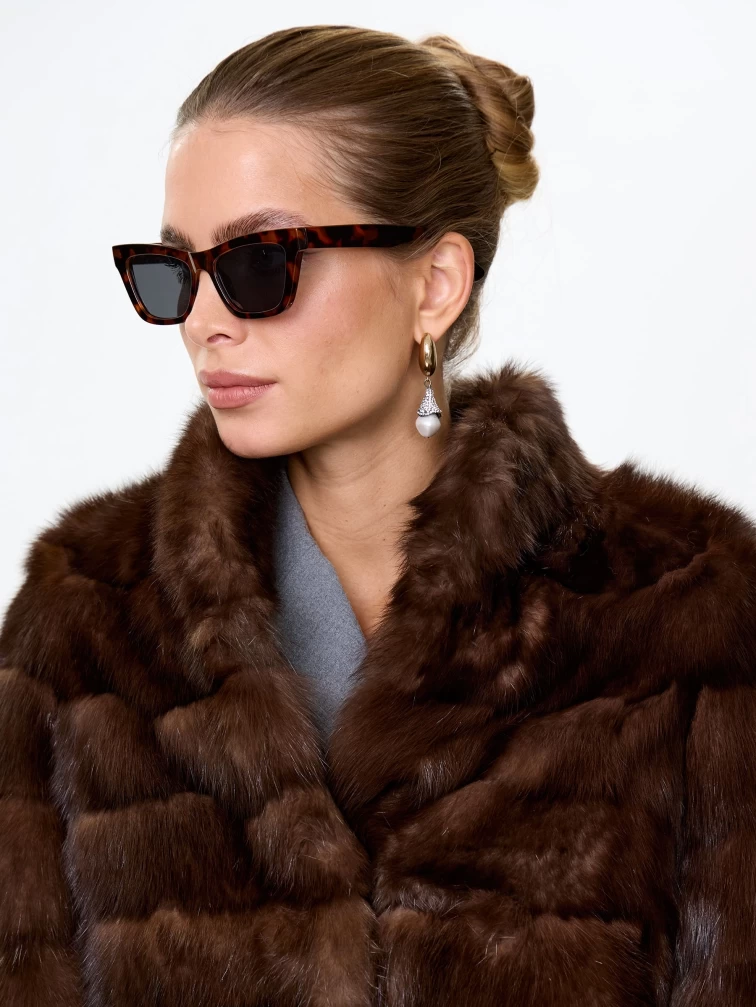 Женская соболиная шуба Роза(с), темно-коричневая, размер 44, артикул 34120-3