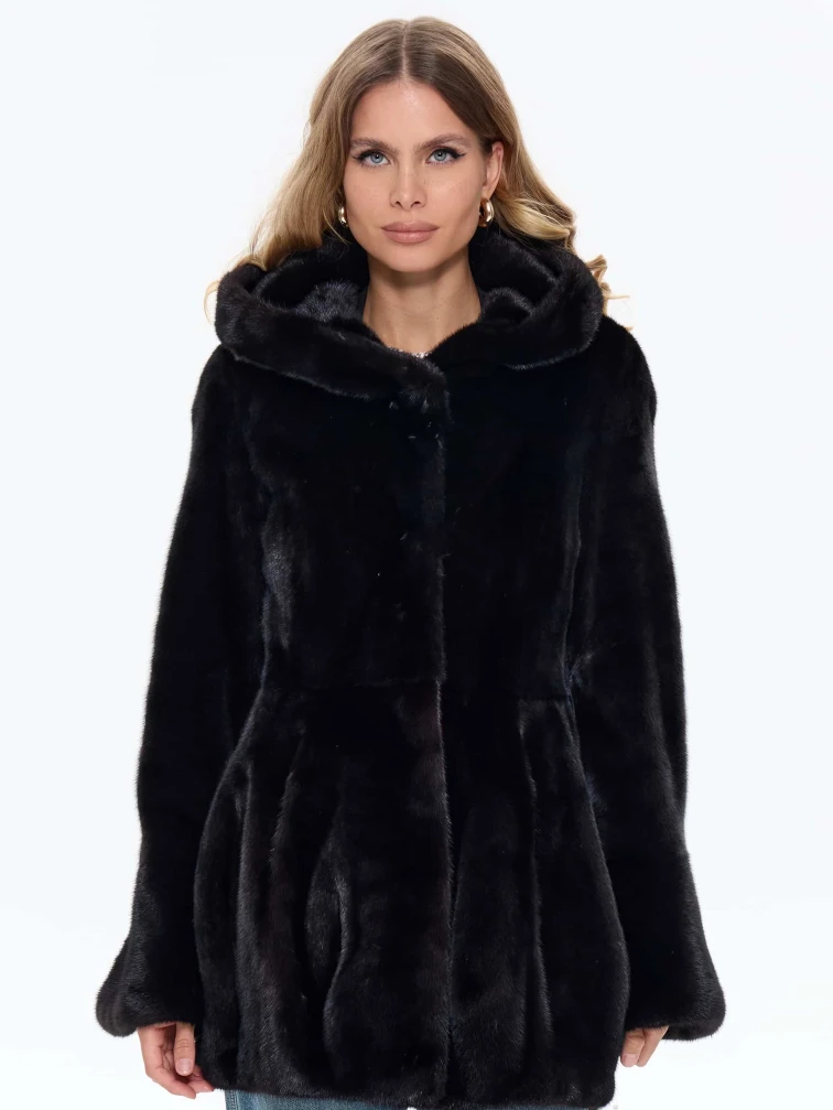 Черная женская норковая шуба BRASCHI Н 717, размер 44, артикул 34410-4