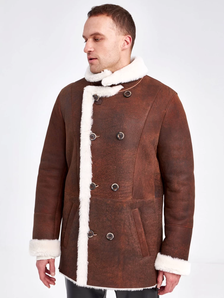 Дубленка двубортная мужская 431, виски, размер 48, артикул 71151-3