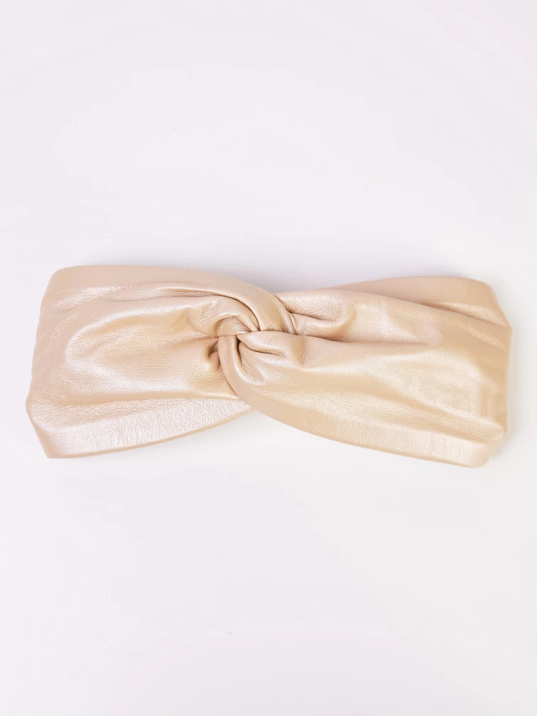 Головной убор (повязка) из натуральной кожи женский М-408А, бежевый, размер 58, артикул 51295-0