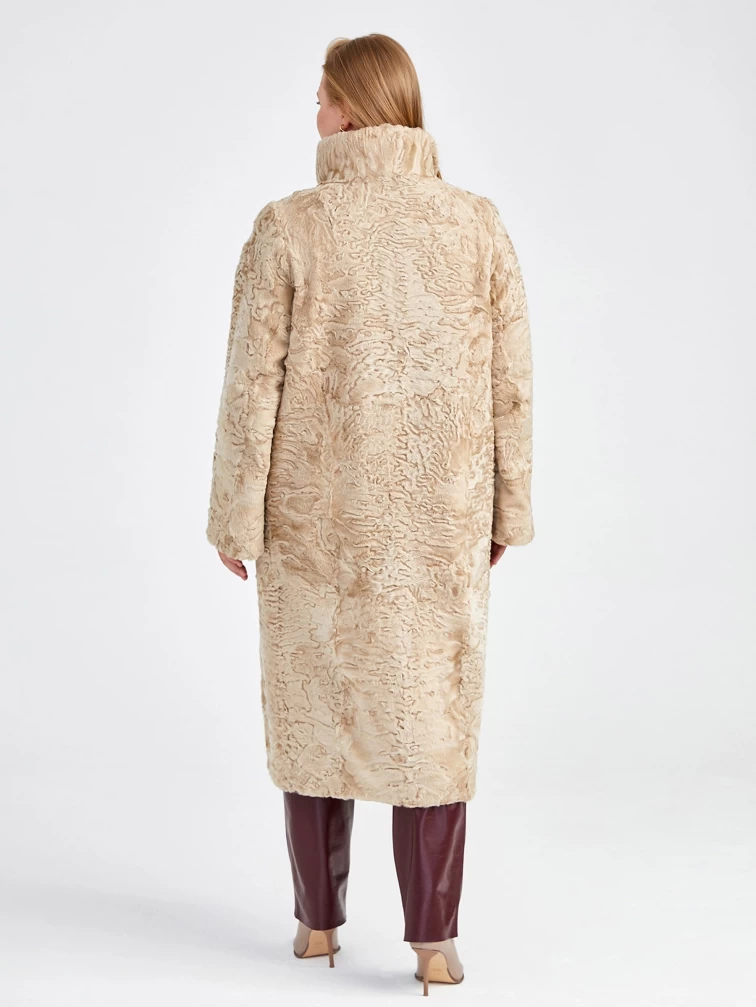 Шуба из меха каракуля женская Надежда(с), жемчужная, размер 56, артикул 22730-5