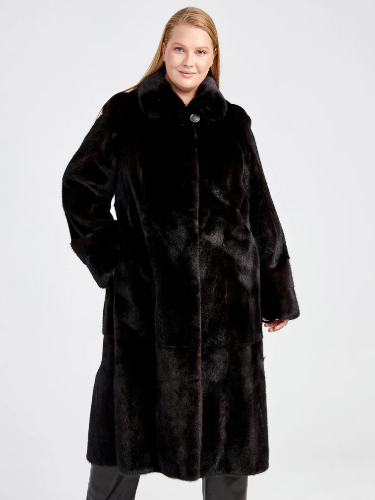 Зимний комплект женский: Шуба из меха норки Елизавета(в) + Брюки 04, черный, р. 52, арт. 111358-4