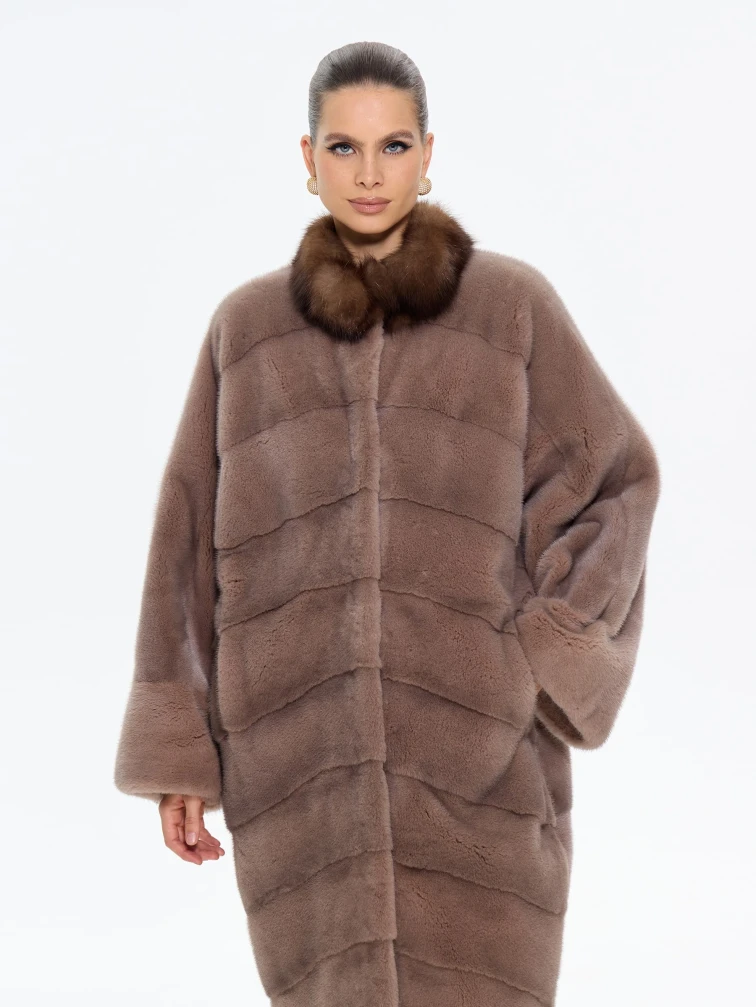 Норковая длинная женская шуба Анастасия, коричневая, размер 44, артикул 65640-2