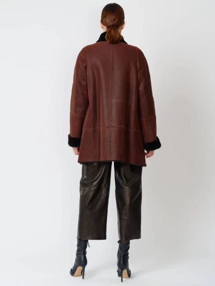 Женская дубленка на молнии с воротником стойкой 267, виски, размер 44, артикул 61822-4