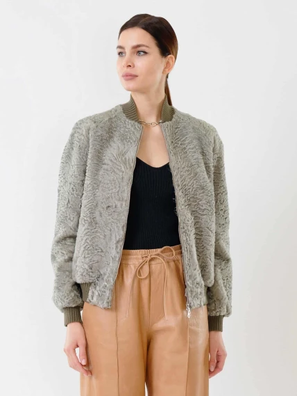 Бомбер из каракуля женский 17105, мятный, размер 40, артикул 22600-4