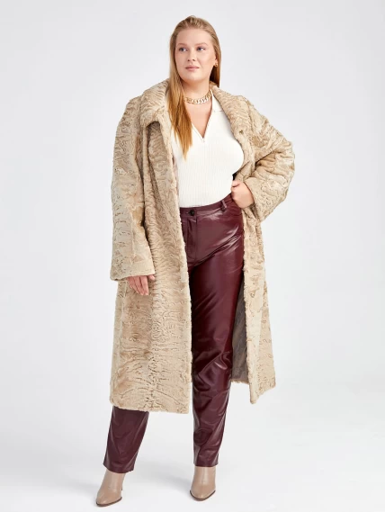 Шуба из меха каракуля женская Надежда(с), жемчужная, размер 56, артикул 22730-4