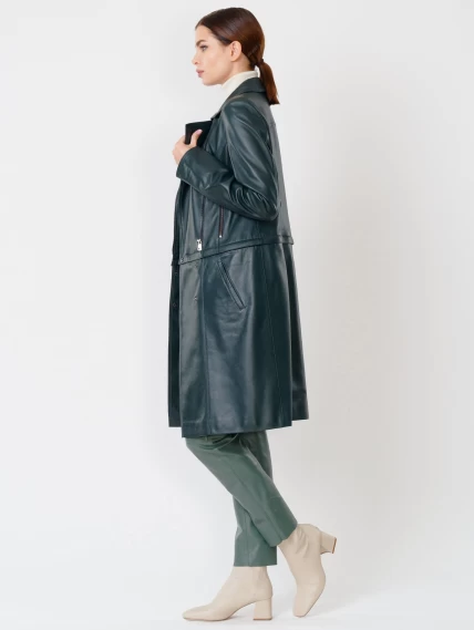 Кожаный комплект женский: Плащ 381 + Брюки 03, синий/оливковый, р. 44, арт. 111163-1