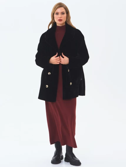 Женская дубленка из астрагана 2064, черная, размер 48, артикул 64640-4