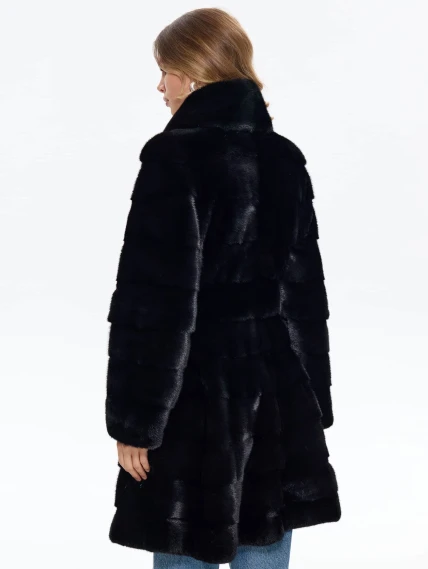 Поперечная женская шуба из меха норки MANAKAS WMF 10026, черная, размер 42, артикул 34300-5