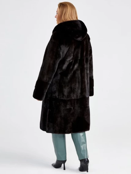 Зимний комплект женский: Шуба из меха норки Мишель(к) + Брюки 03, черный/оливковый, р. 52, арт. 111384-2