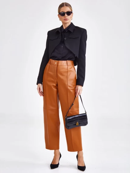 Модные женские кожаные брюки 08, виски, размер 42, артикул 85911-4