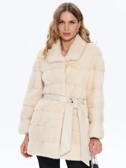 Белая женская норковая шуба MANAKAS 2478, размер 42, артикул 34280-7