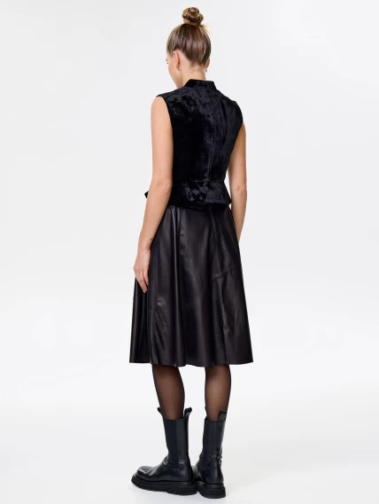 Кожаная расклешенная юбка из натуральной кожи 01рс, черная, размер 44, артикул 85460-7