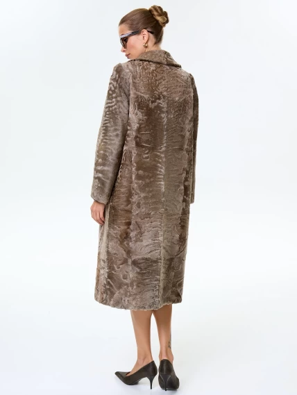 Длинное пальто из меха каракульчи для женщин премиум класса Лола(ав), светло-коричневое, размер 50, артикул 33960-7