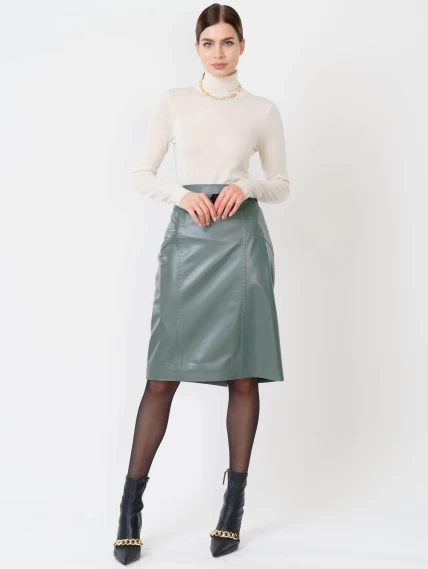 Оливковая кожаная юбка карандаш 02рс, размер 46, артикул 85471-7