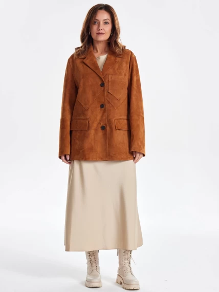 Замшевый пиджак для женщин премиум класса 3069з, виски, размер 44, артикул 24110-5