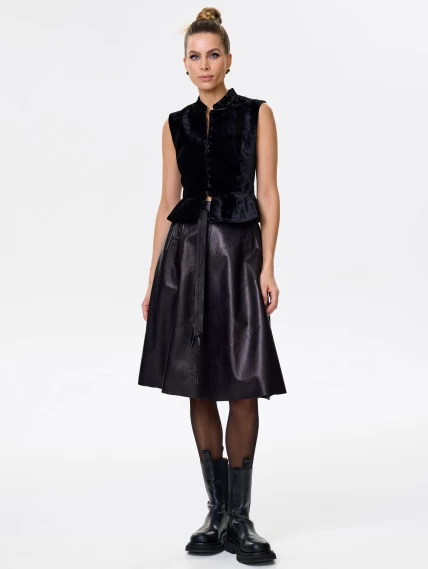 Кожаная расклешенная юбка из натуральной кожи 01рс, черная, размер 44, артикул 85460-3