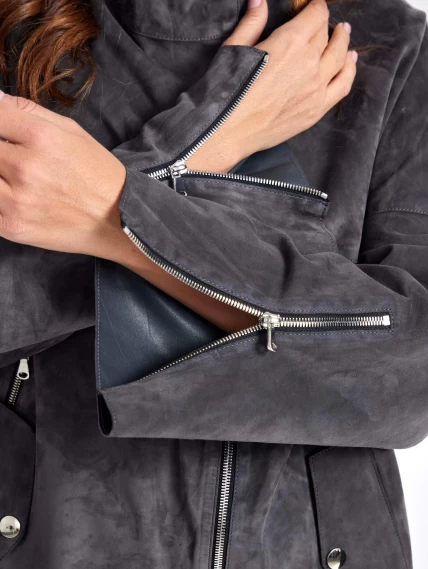 Стильное замшевое пальто оверсайз для женщин премиум класса 3041з, серое, размер 54, артикул 64100-3