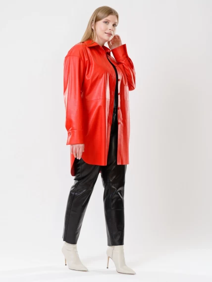 Кожаный костюм женский: Рубашка 01 + Брюки 03, красный/черный, р. 46, арт. 111126-6