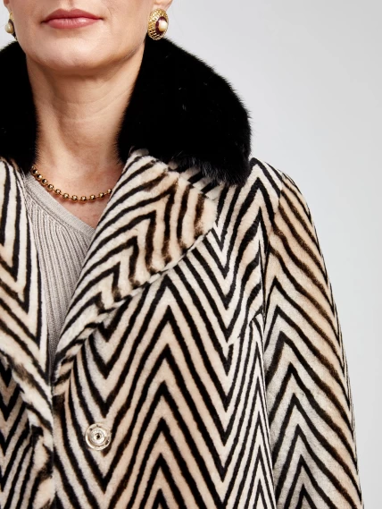 Зимний комплект женский: Дубленка 2003 + Брюки 02, бежевый/черный, р. 46, арт. 111247-4