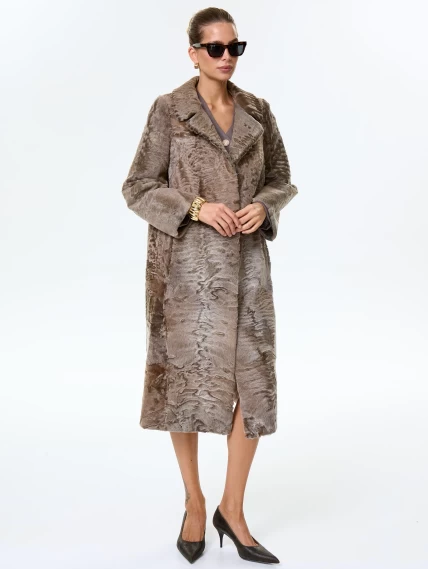 Длинное пальто из меха каракульчи для женщин премиум класса Лола(ав), светло-коричневое, размер 50, артикул 33960-0