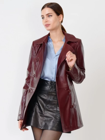 Демисезонный комплект женский: Плащ утепленный 309ш + Мини-юбка 03, бордовый/черный, р. 44, арт. 111184-4