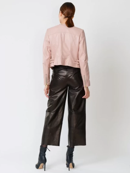 Кожаная женская куртка косуха 389, пудровая, размер 42, артикул 90910-4